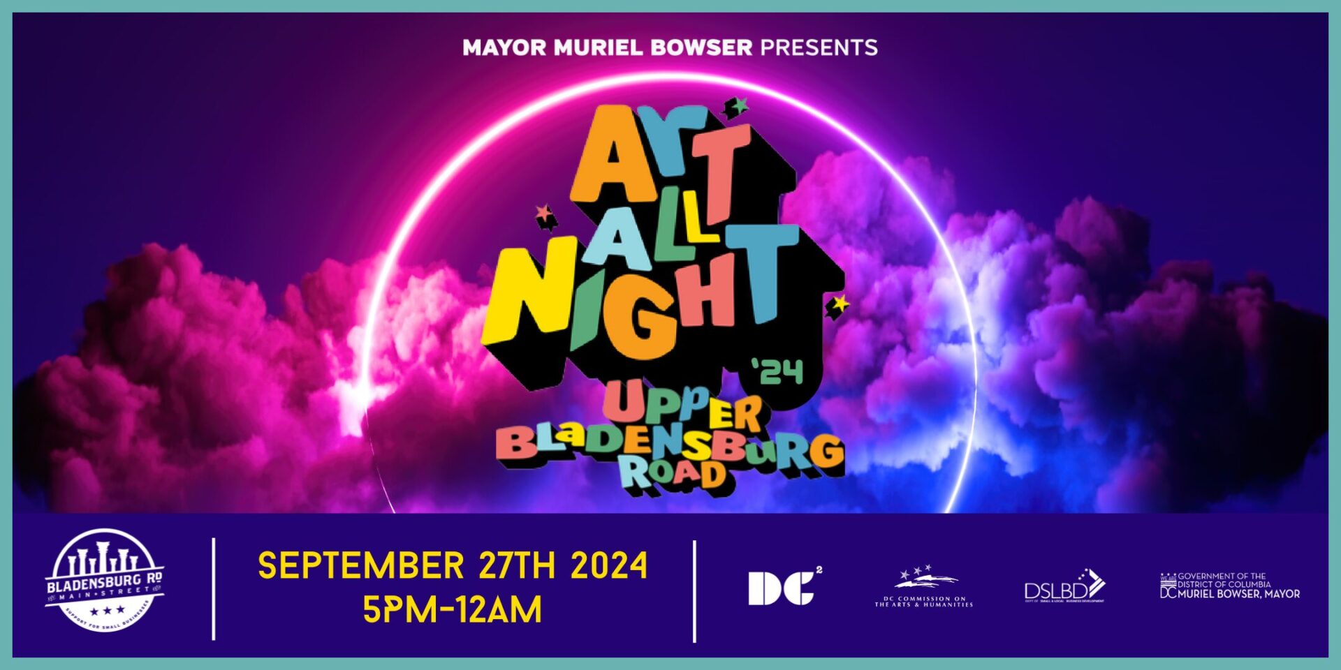 Art All Night 2024 on Upper Bladensburg Road, September 27th from 5PM-12AM